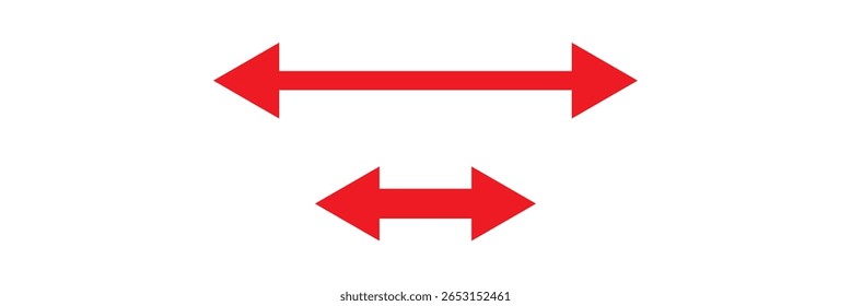 Ícone de seta dupla. Símbolo de ícone de seta dupla lateral. ícone de seta longa esquerda e direita. Ícone de seta dupla isolado em fundo branco. ilustração vetorial.
