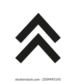 Icono de flecha doble. Símbolo de dirección ascendente. Diseño de Vector simple. Estilo minimalista monocromático.