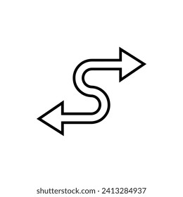 Double arrow icon vector. Zigzag icon sign symbol vector. Curved vector icon illustration isolated on white background