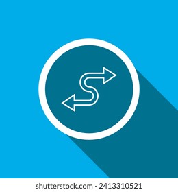 Double arrow icon vector. Zigzag arrow icon vector in trendy flat style. Curved icon image, Curved icon illustration isolated on blue background