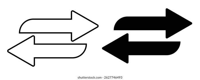 Iconos de la flecha doble. icono de la transferencia de datos de las flechas, iconos de la flecha del intercambio. Ilustración vectorial 
