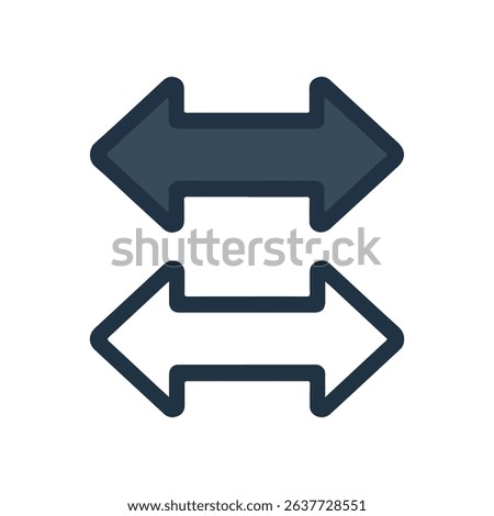 Double Arrow Icons. Bold and Outline Direction Symbols Vector