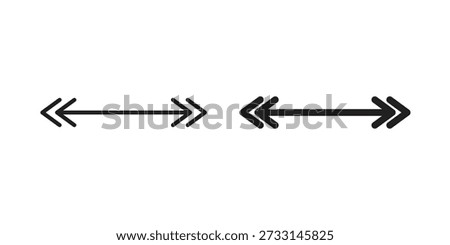 Double arrow icons designed in filled, outline, line and stroke style