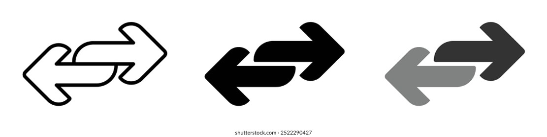 Double arrow icons in four direction set. Double arrow icon