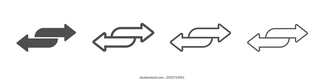 Doppelpfeil-Symbole in vier Richtungen Grafikvektorsatz