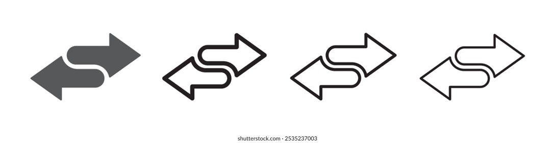  Double arrow icons in four direction concepts. Swap icon with two arrows signs