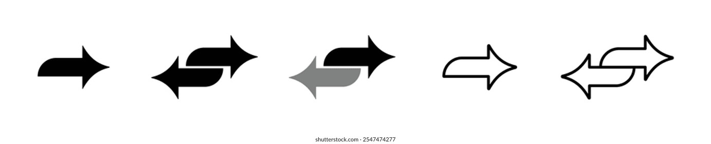 Double arrow icons in four direction vector design concepts.  Double arrow icons
