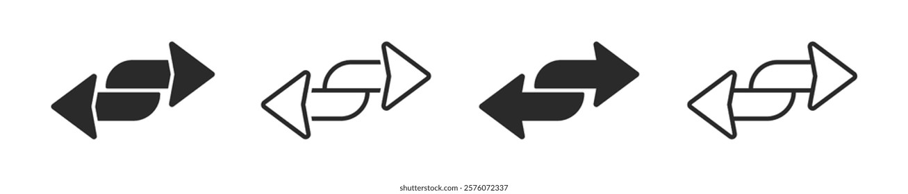 Double arrow icons in four direction flat vector icons. Exchange arrow icon. Swap vector signs