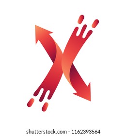 Double arrow letter X splash Logo Template