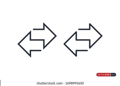 Double Arrow  Line Icon. Two Side Arrow isolated on White Background. Flat Vector Icon Design Template Elements.