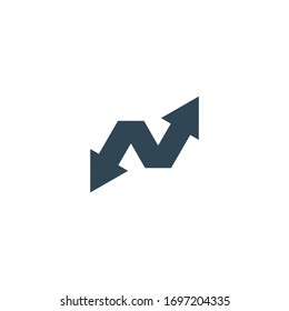 Double Arrow Logo design. AU letters logo concept. Brand business identity. Stock Vector illustration isolated on white background.