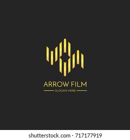 double Arrow logo icon. initial letter S concept for film production, media, entertainment, agency or services. vector illustration.