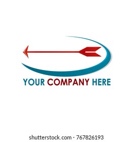 double arrow logo template with blue color and red illustration vector