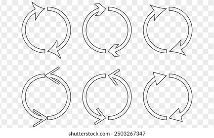 Double arrow. Repeat icon. Repeating vector symbol. Simple return outline icons. Refresh icons set. Rerun button web icon. Double side arrow icon set. Eps 10.