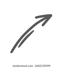 Double arrow to right line icon. Outline pointer hand drawn by pen with bend and tip up, vintage element of motion. Direction of way, indicator mascot, simple doodle arrow icon vector illustration