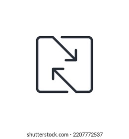 Double arrow. Square button exchange, replacement. Vector linear icon isolated on white background.