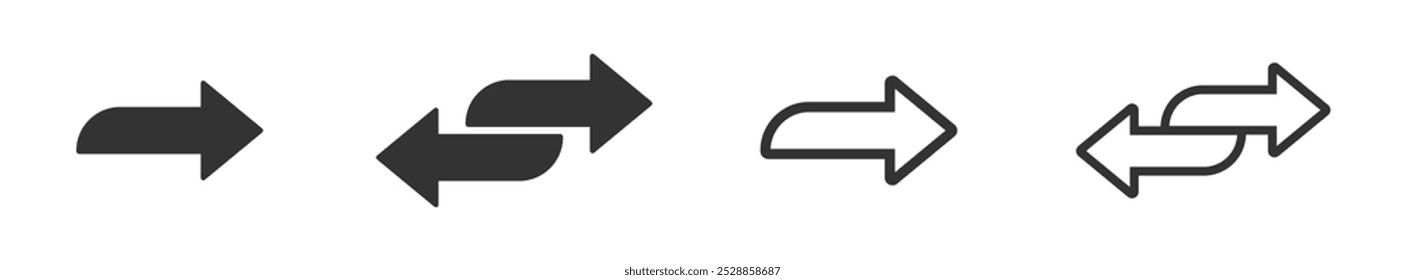 Conjunto de iconos vectoriales de flecha doble. Icono de flecha