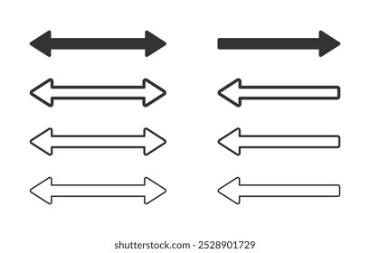 Iconos de vector de flecha doble. Conjunto de símbolos de Vector de dos lados