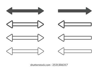 Iconos de vector de flecha doble. Conjunto de símbolos de Vector plano de dos lados