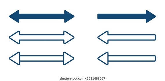 Iconos de vector de flecha doble. Conjunto de símbolos de dos lados