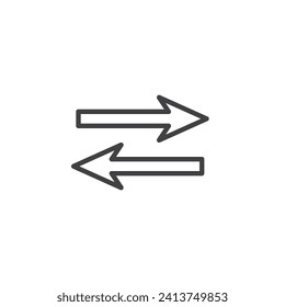 Double arrows line icon. linear style sign for mobile concept and web design. Left and right arrows outline vector icon. Symbol, logo illustration. Vector graphics
