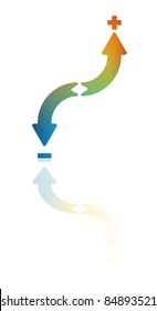 Double  Arrows Pointing to Minus and Plus Signs Vector Illustration