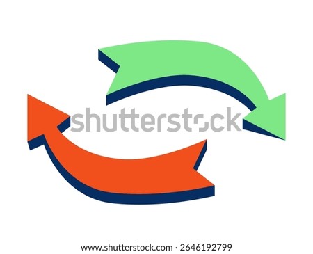 Double arrows pointing in opposite directions. Switch, swap, reverse movement symbol. Change and exchange, dual pointers for navigation, action. Flat vector illustration isolated on white background