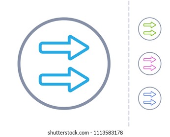 Double Arrows - Round Stroke Buttons. A simple vector icon.