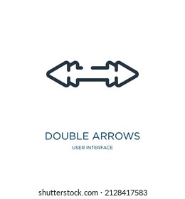 double arrows thin line icon. arrow, button linear icons from user interface concept isolated outline sign. Vector illustration symbol element for web design and apps.