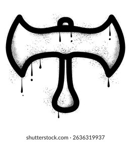Double axe graffiti with black spray paint