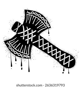  Double axe graffiti hand drawn with black spray paint