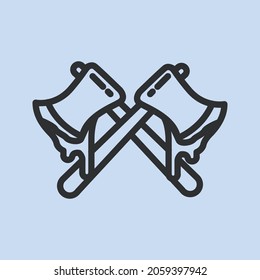 Double Axes, Bloody Outline Vector Icon Logo Illustration. Double Axes, Bloody Icon Concept Isolated Premium Vector. Flat Cartoon Style Suitable For Web, App, Logo 