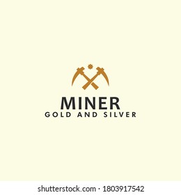 double Axes miner logo design concept with flat, modern, luxury and unique styles for company, business, and corporate isolated on white background