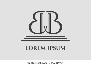 Plantilla con el logotipo de Double B Pillars Law. Monograma , Letra Inicial Del Nombre De Su Empresa, Plantilla Alfabética Lista Para Su Uso, Logo Inicial De Abogado O Abogado