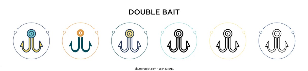 Doppelködersymbol in gefüllter, dünner Linie, Umriss- und Strichform. Vektorgrafik von zwei farbigen und schwarzen Doppelködersymbolen kann für mobile, i, web-basierte