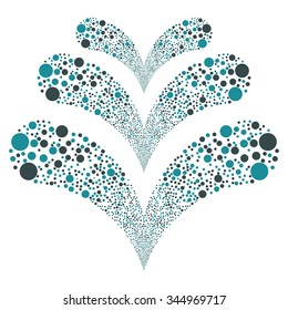 Double Ball Fireworks vector illustration. Style is soft blue bicolor flat circles, white background.