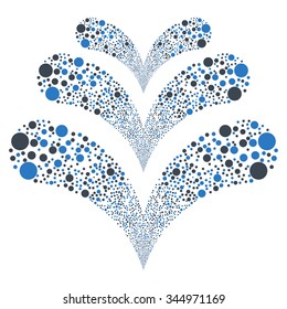 Double Ball Fireworks vector illustration. Style is smooth blue bicolor flat circles, white background.