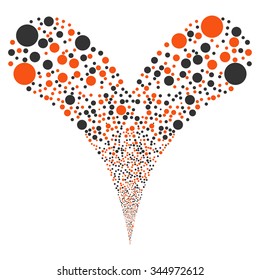 Double Ball Fireworks vector illustration. Style is orange and gray bicolor flat circles, white background.