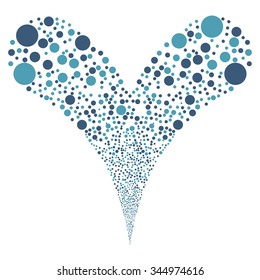 Double Ball Fireworks vector illustration. Style is cyan and blue bicolor flat circles, white background.