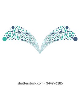 Double Ball Fireworks vector illustration. Style is cobalt and cyan bicolor flat circles, white background.