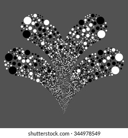 Double Ball Fireworks vector illustration. Style is black and white bicolor flat circles, gray background.