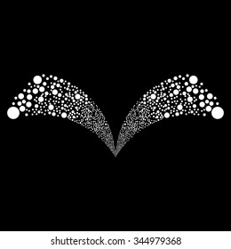 Double Ball Fireworks vector illustration. Style is white flat circles, black background.
