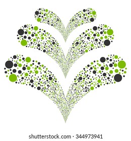 Double Ball Salute vector illustration. Style is eco green and gray bicolor flat circles, white background.