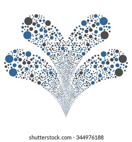 Double Ball Salute vector illustration. Style is cobalt and gray bicolor flat circles, white background.