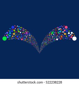 Double Ball Salute vector image. Style is bright multicolored flat circles, blue background.