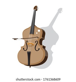 double bass and bow on an isolated white background. Vector image. eps 10