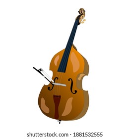 double bass broun classic orchestra string instrument realism vector