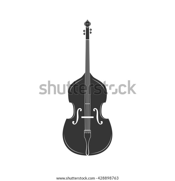 Double bass\
or contra bass. Doublebass music instrument. Classic concert and\
festival. Vintage vector illustration.\

