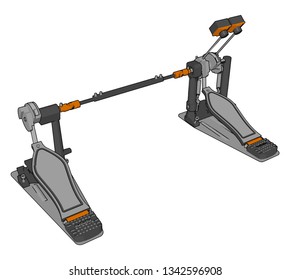 Double bass drum pedal create bass in music vector color drawing or illustration