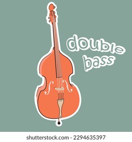 Double bass, musical instrument, vector image, logo, sketch, banner, sticker, clipart